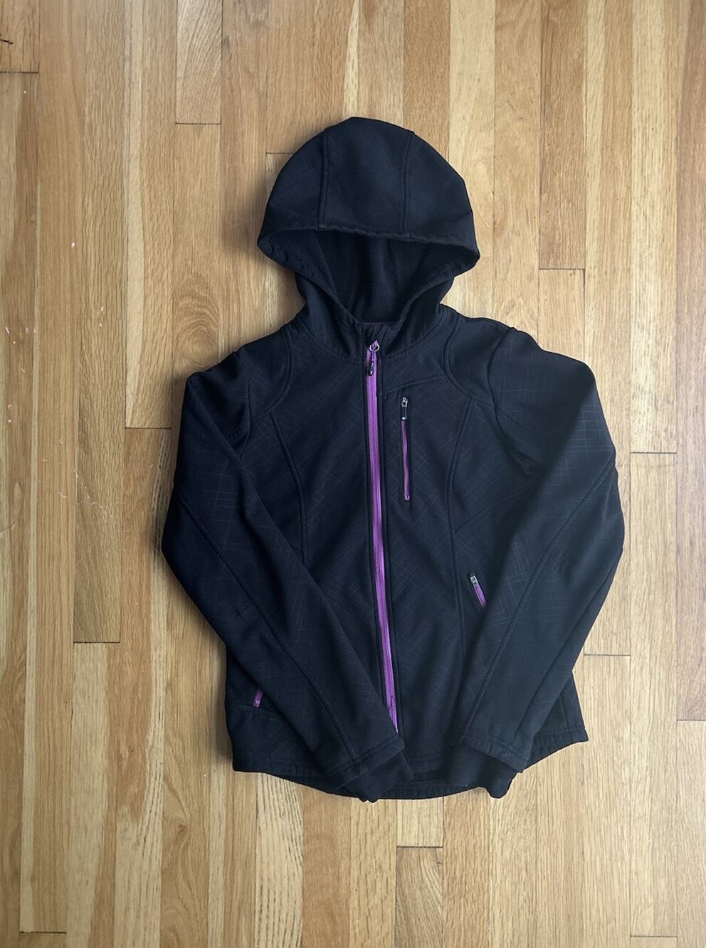 Blanc Noir Womens Black Hooded Full Zip Up Jacket Size XS